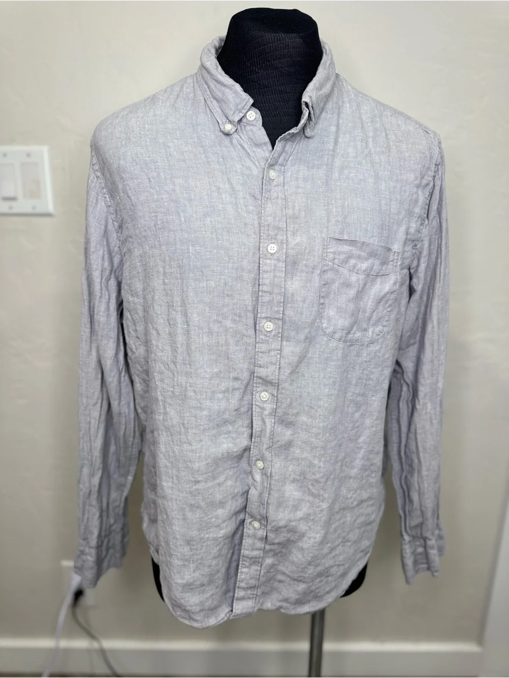 J. Crew Light Gray Button-Down Linen Shirt 1308